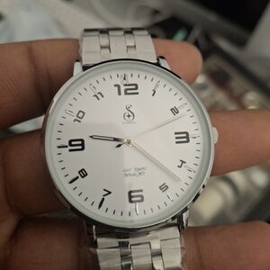 Shanazz Silver Stainless Steel Men's Quartz Watch - White Dial